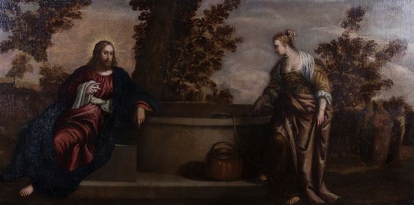 Venetian School, 17th Century | Cristo con la samaritana al pozzo