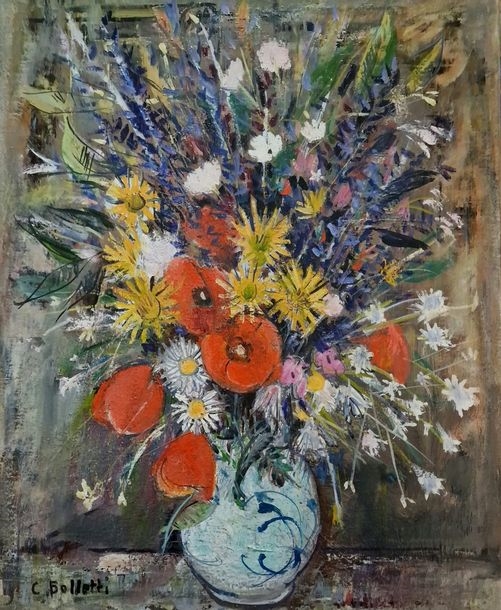 Artwork by César Bolletti, César BOLLETTI (c.1915-1995) Bouquet with... - Lot 268 - Pichon & Noudel-Deniau (Azur Enchères, Made of oil on canvas