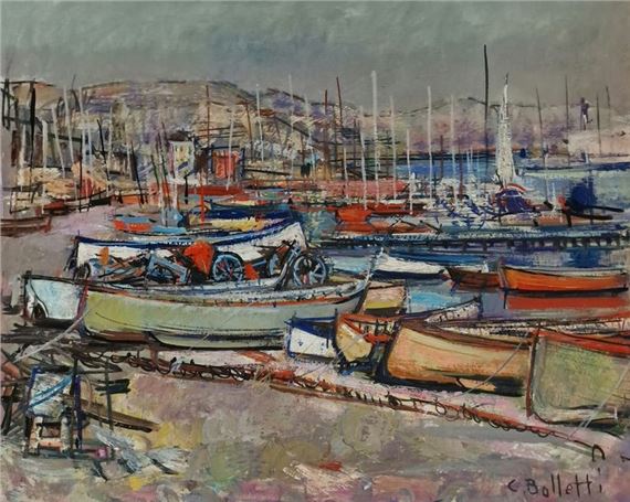 César BOLLETTI (c.1915-1995) Port of Bordighera,... - Lot 261 - Pichon & Noudel-Deniau (Azur Enchères