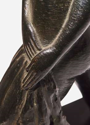 Artwork by Alexander Archipenko, 1964) - Walking, Schreitende, Made of Bronze with dark brown patina on bronze