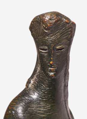 Artwork by Alexander Archipenko, 1964) - Walking, Schreitende, Made of Bronze with dark brown patina on bronze