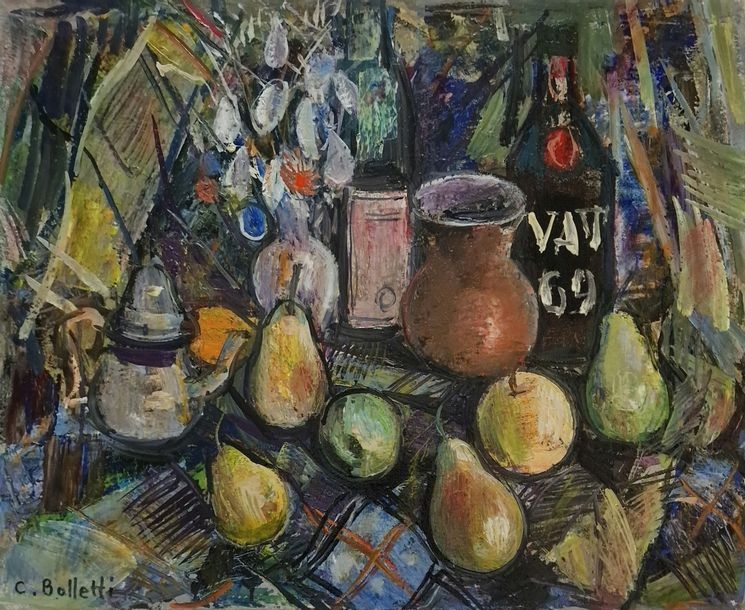 Artwork by César Bolletti, César BOLLETTI (c.1915-1995) Still life with... - Lot 269 - Pichon & Noudel-Deniau (Azur Enchères, Made of oil on canvas