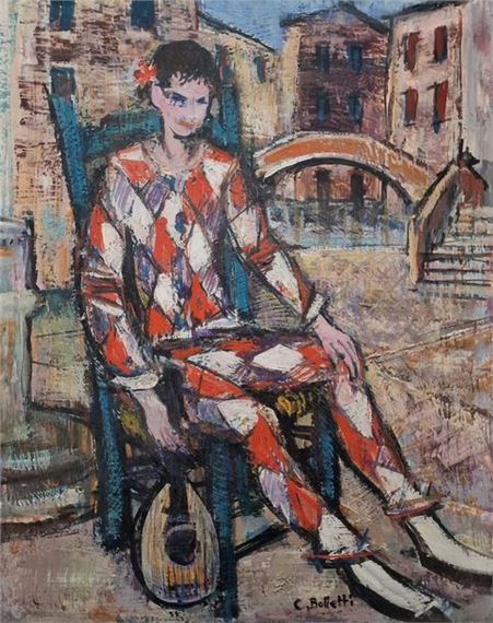 César BOLLETTI (c.1915-1995) Harlequin OIL... - Lot 250 - Pichon & Noudel-Deniau (Azur Enchères by César Bolletti