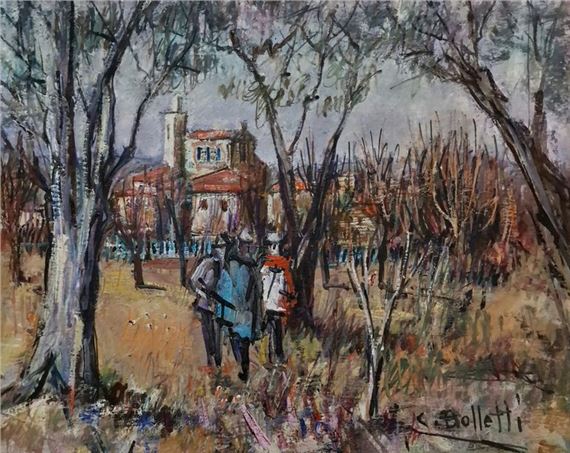 César BOLLETTI (c.1915-1995) Hunters OIL... - Lot 248 - Pichon & Noudel-Deniau (Azur Enchères