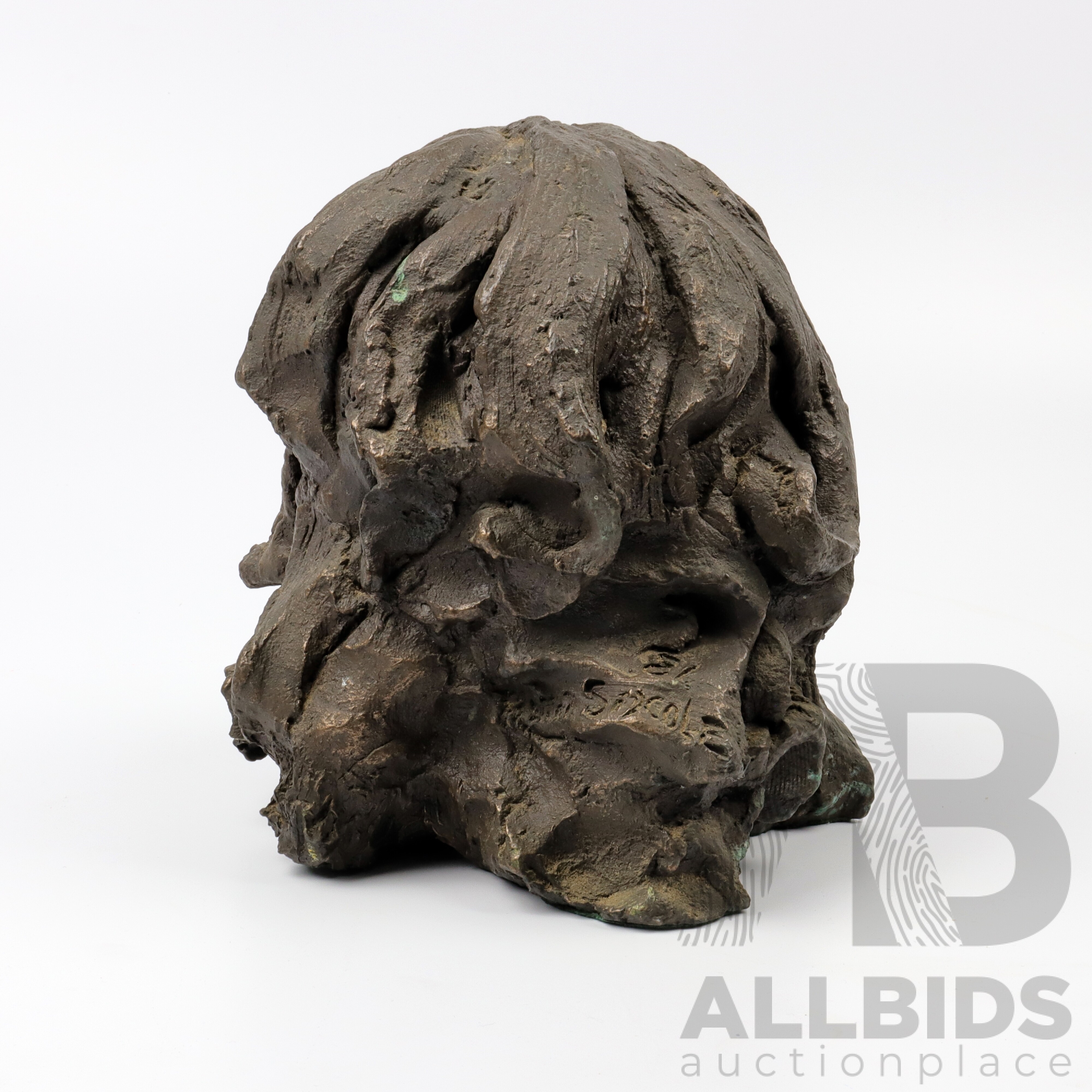 Artwork by Peter Sedcole, Peter Sedcole (20th Century, Australian), Head of a Young Aboriginal Girl 1981, Cast Resin with Bronze Patina, Made of Cast Resin with Bronze Patina