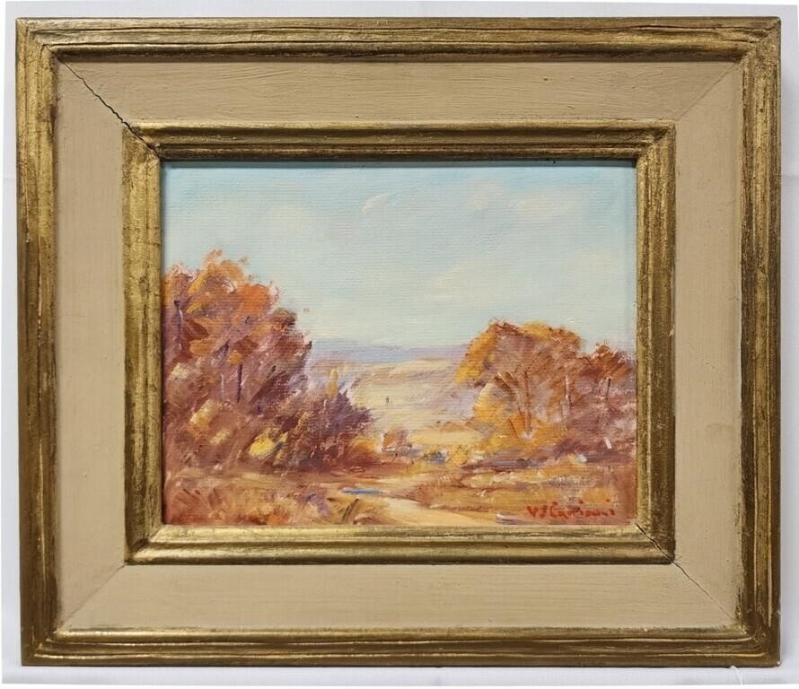 Artwork by Varaldo J. Cariani, Varaldo J Cariani 8x10 O/B Autumn Landscape, Made of O/B