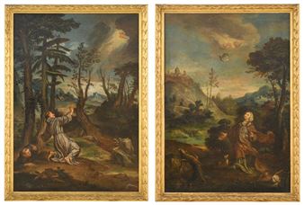 St. Francis of Assisi Receives the Stigmata, St. Margaret of Cortona in Penance - Giuseppe Antonio Ghedini