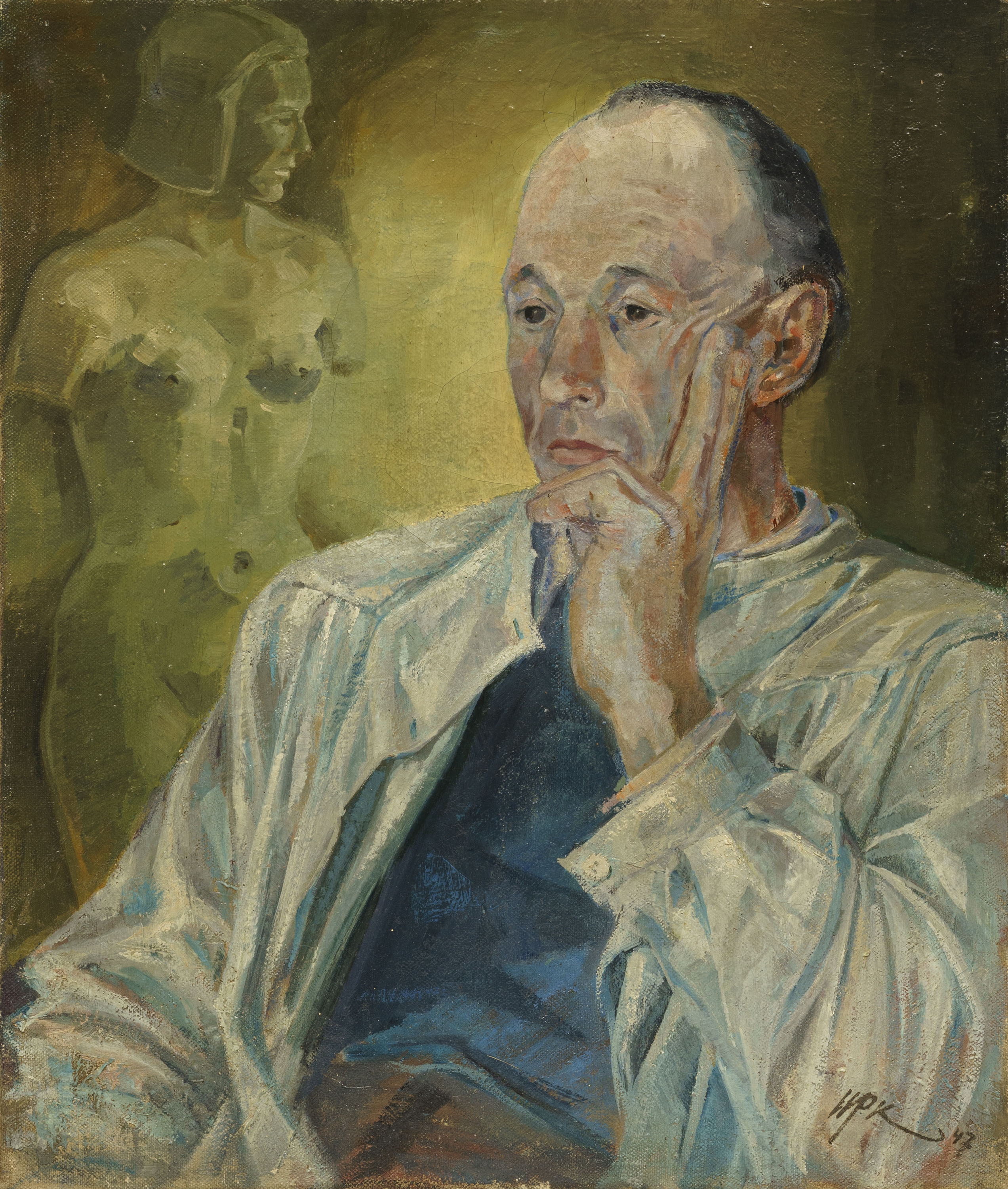 Artwork by Henny Protzen-Kundmüller, Bildhauer im Atelier, Made of Oil on canvas