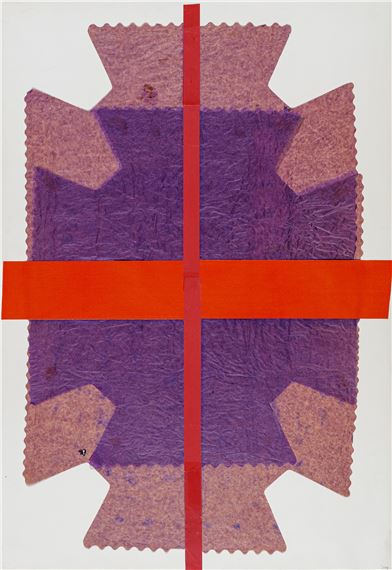 Rotes Kreuz vor violetter Form by Hermann Glöckner, 1978