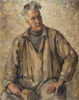 Portret van de beeldhouwer Gerard Hoppen (1885-1959) halverwege jaren ‘30 - Arie Leeflang