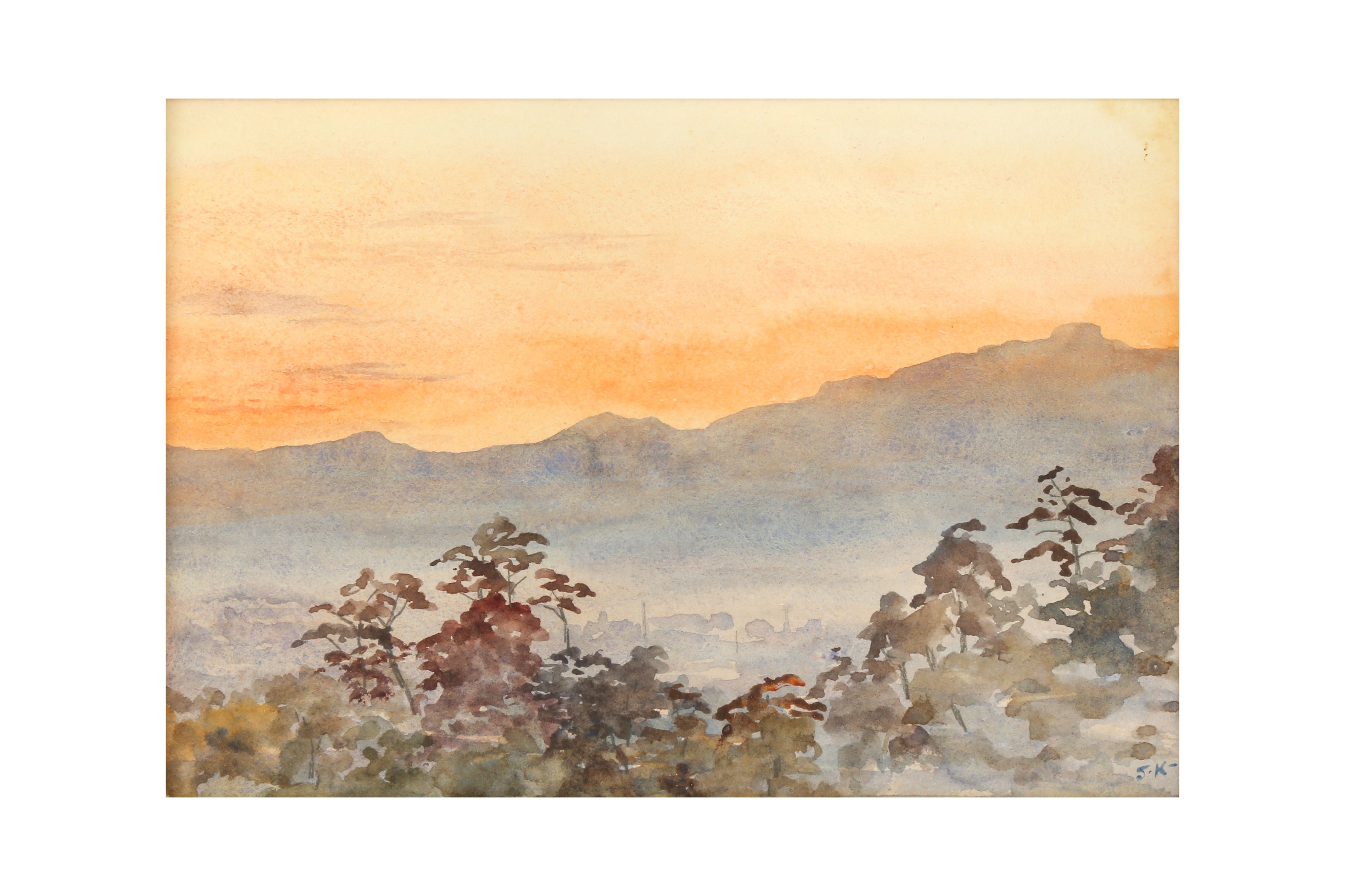 Artwork by Kuroda Seiki, Sunset Landscape, Made of Watercolour on paper
