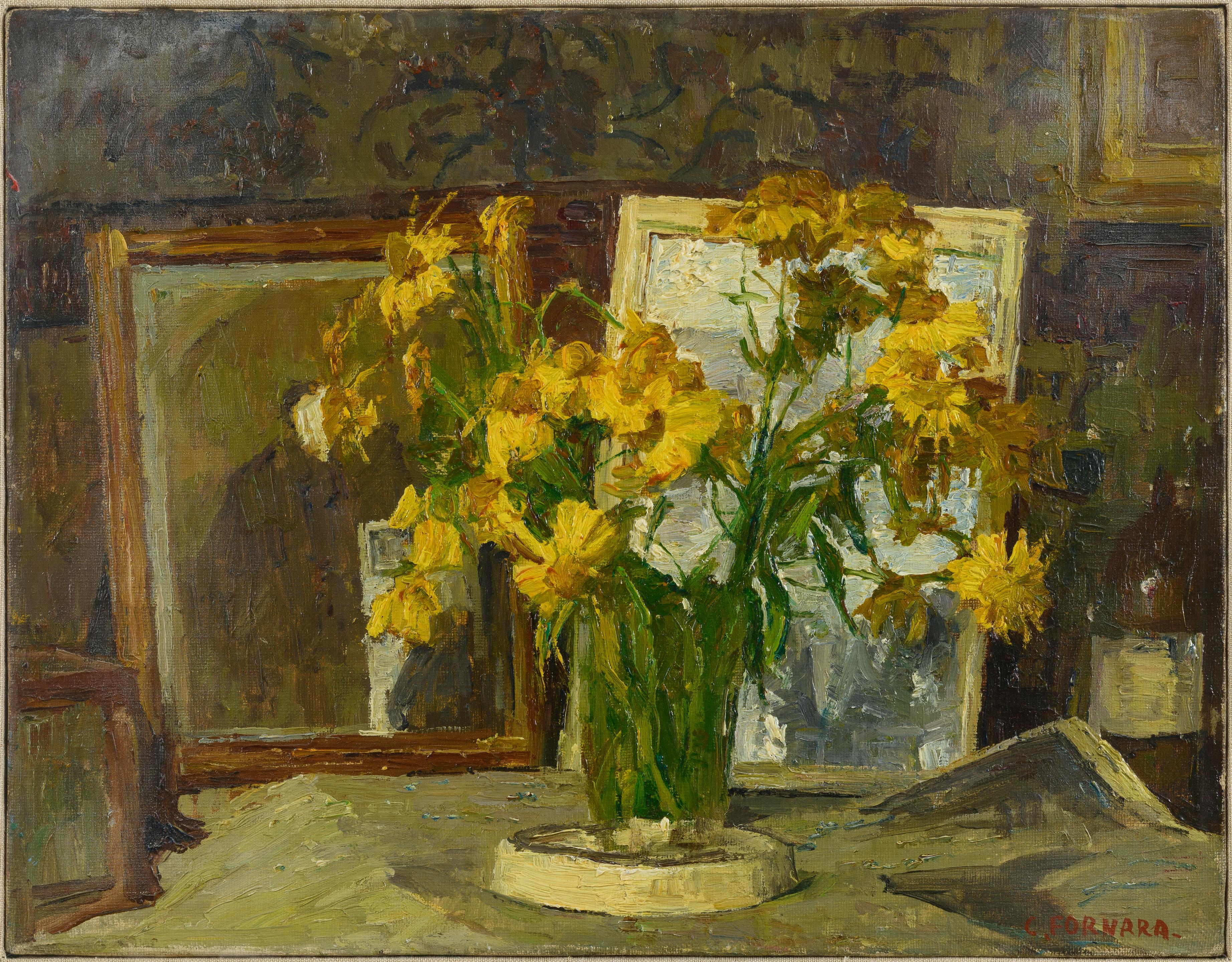 Artwork by Carlo Fornara, Nature morte aux fleurs des champs, Made of oil on canvas