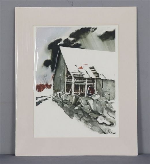 Robert James Foose | Winter Scene with Stables and Stonewall (Circa ...