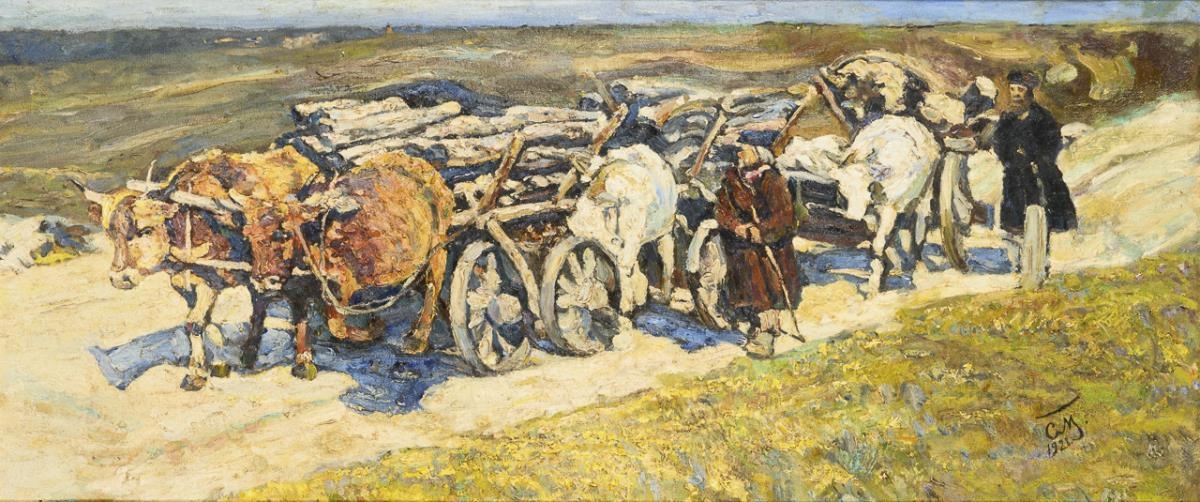 Timber convoy in the Russian steppe - Sergei Vasiliev