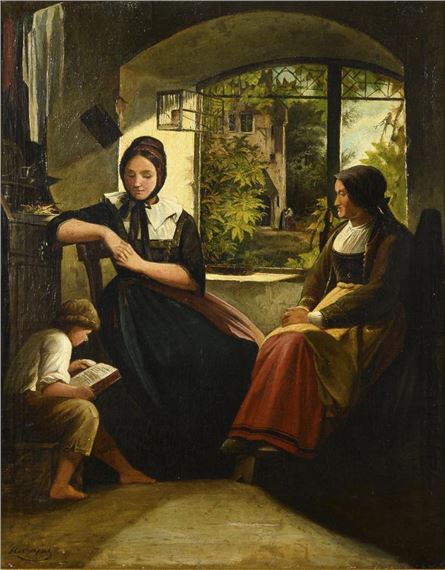 Sigmund Walter Hampel | Family in the parlor | MutualArt