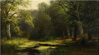 Idyllic forest lake - Theodor Blache