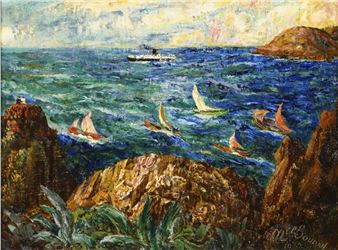 Atlantic coast with sailors - Maurice Soudan