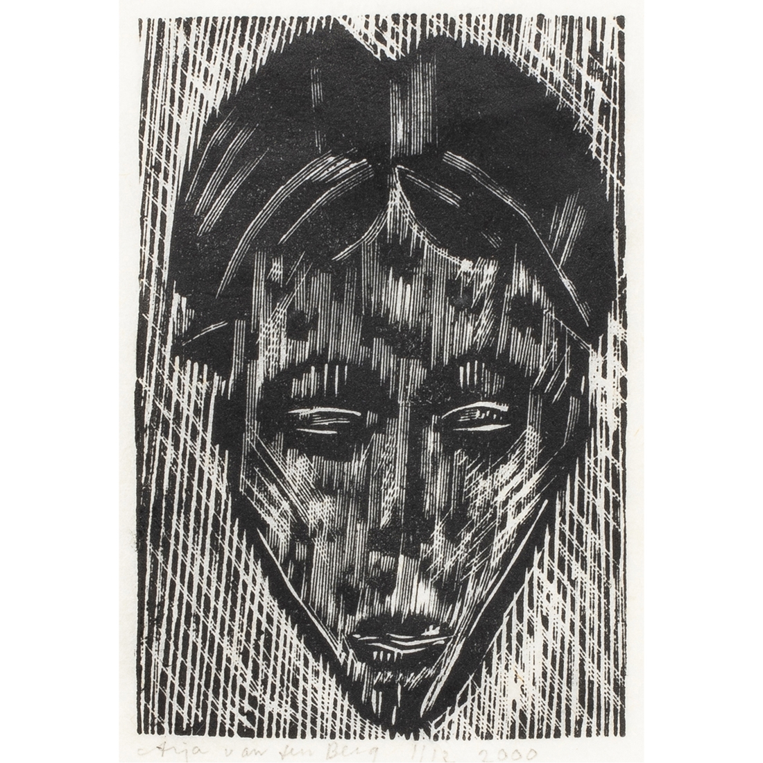 Artwork by Arja van den Berg, Untitled (Face), Made of woodcut