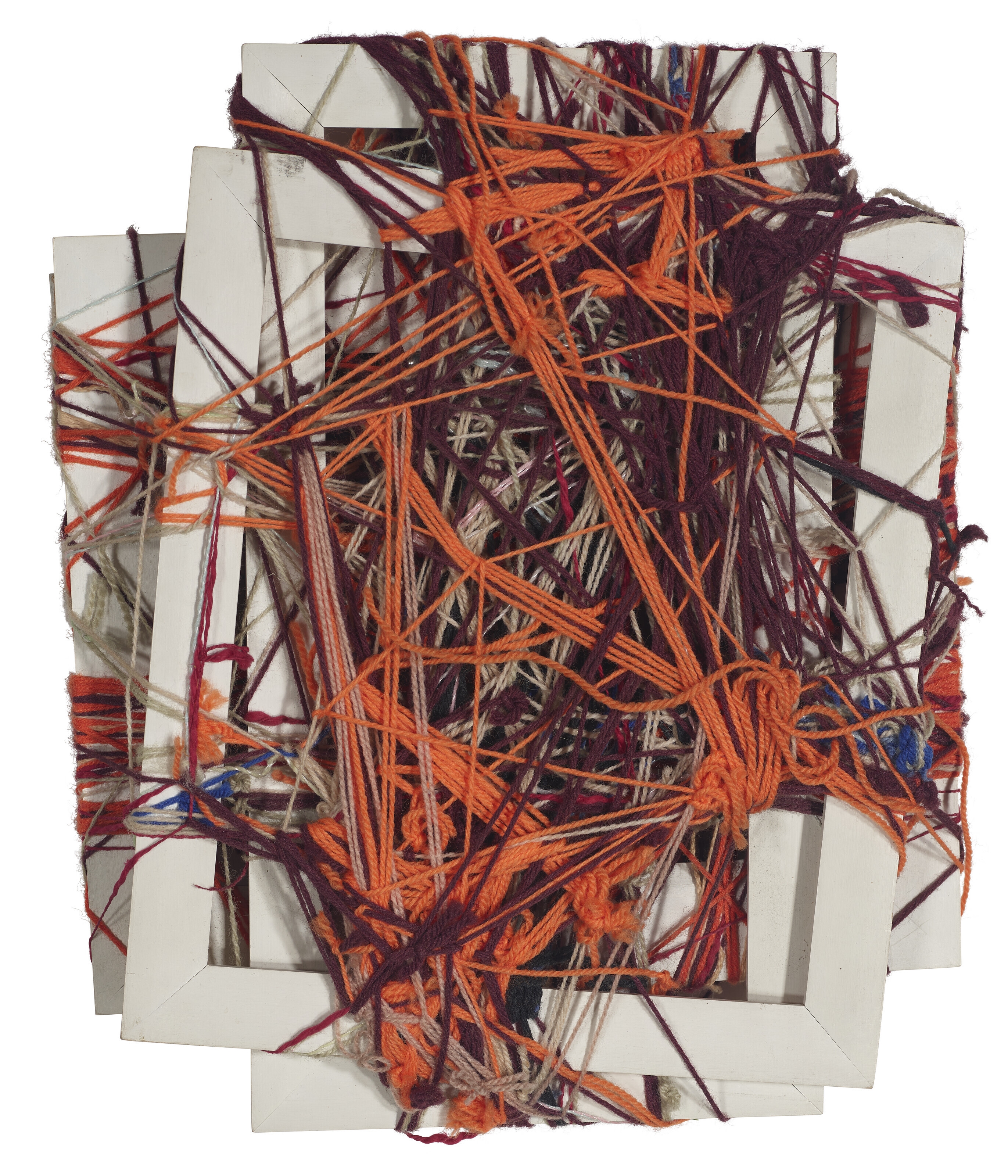 Artwork by Judith Scott, Donald Mitchell, UNTITLED, Made of tambourine, paint and ink with wooden frames and yarn