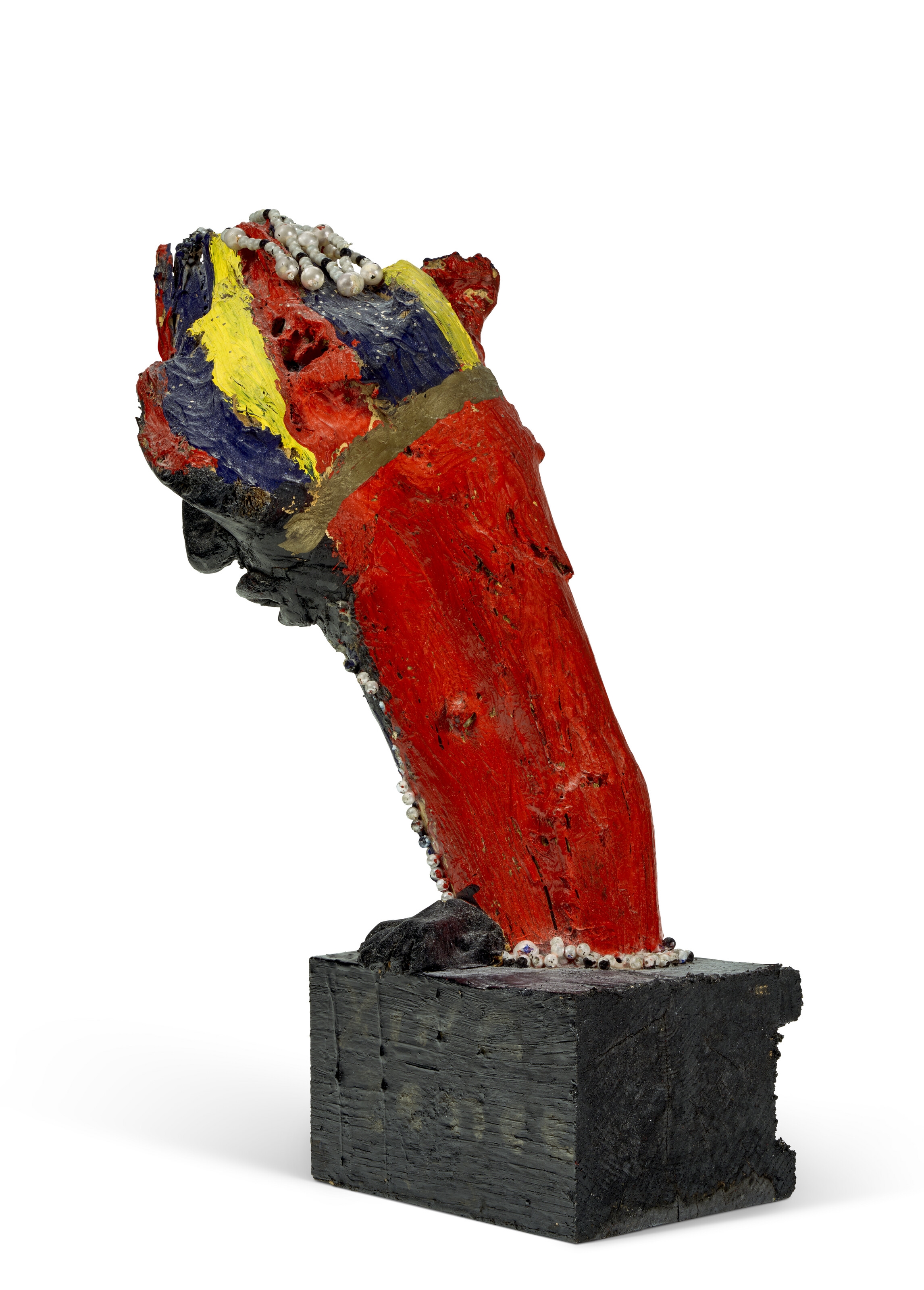 Artwork by Bessie Harvey, KING ZEENE, Made of paint, costume jewelry, wire, glitter and mixed media on wood