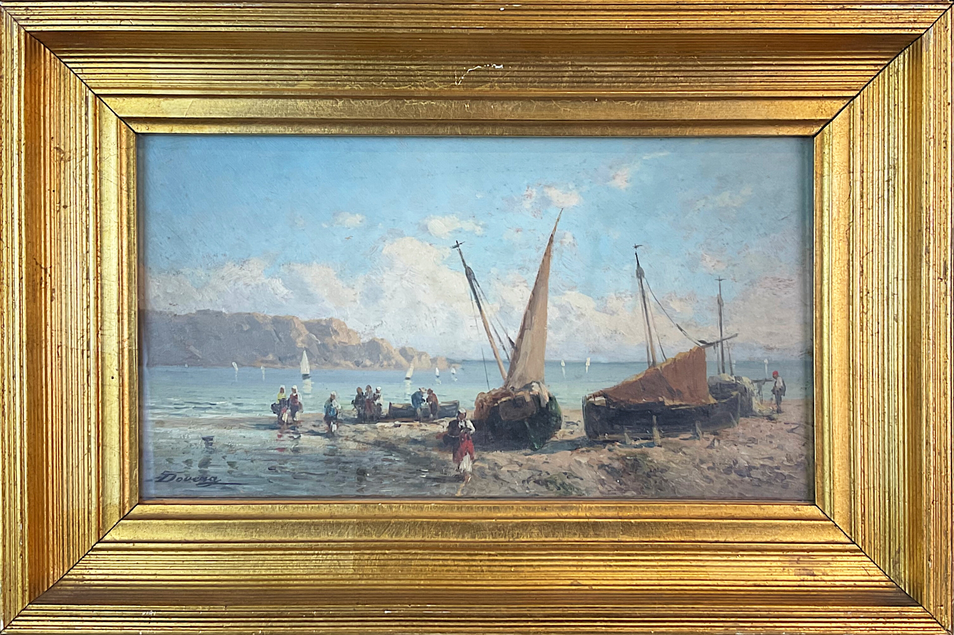Pescatori in riva al mare - Achille Dovera