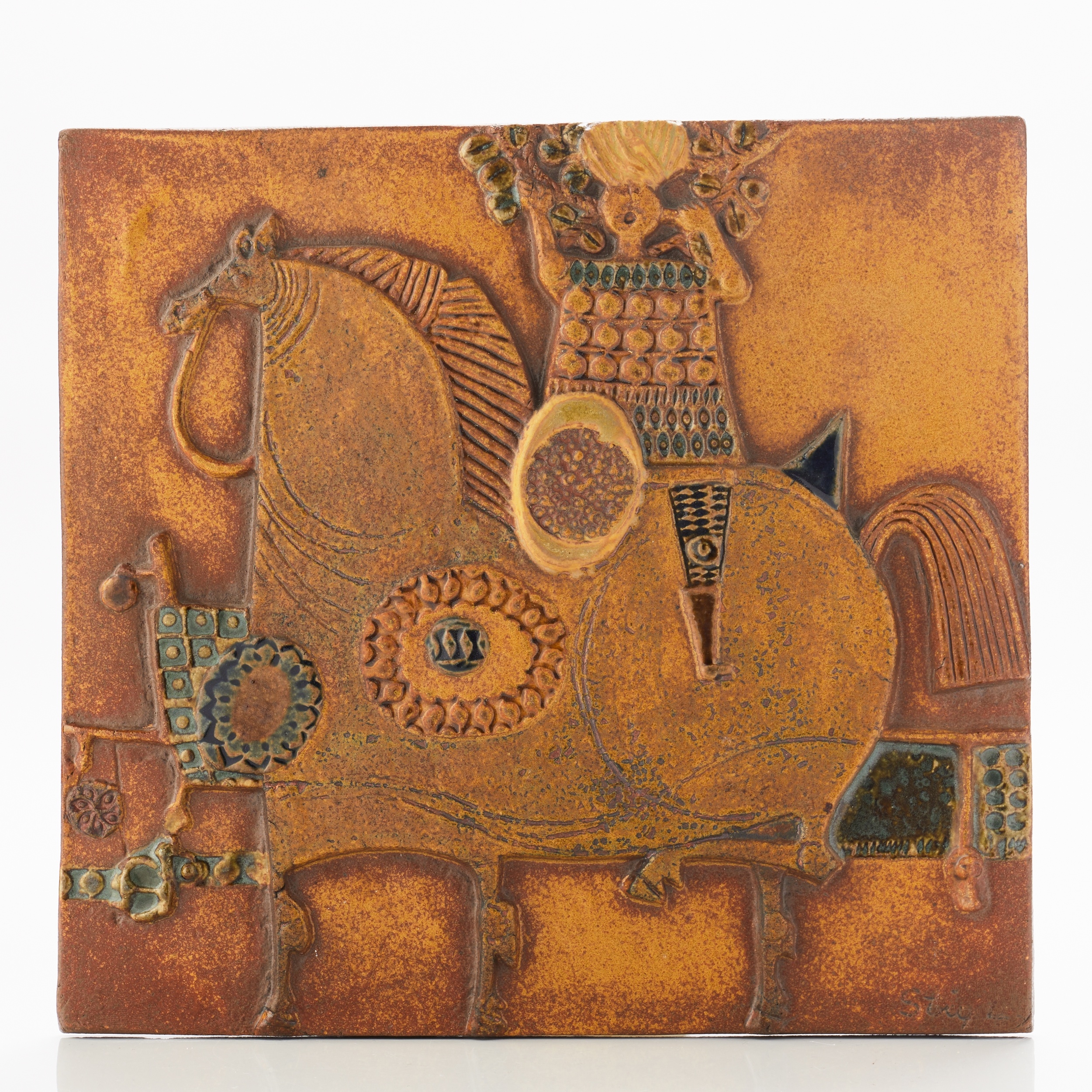 Artwork by Stig Lindberg, Ryttare till häst, Made of stoneware