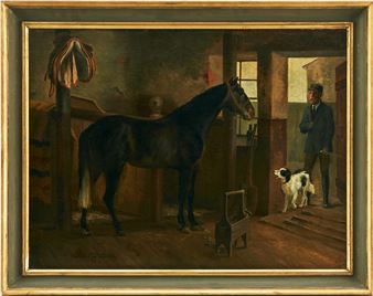 Häst i spilta med man och hund - Gustav Ericson Fischer