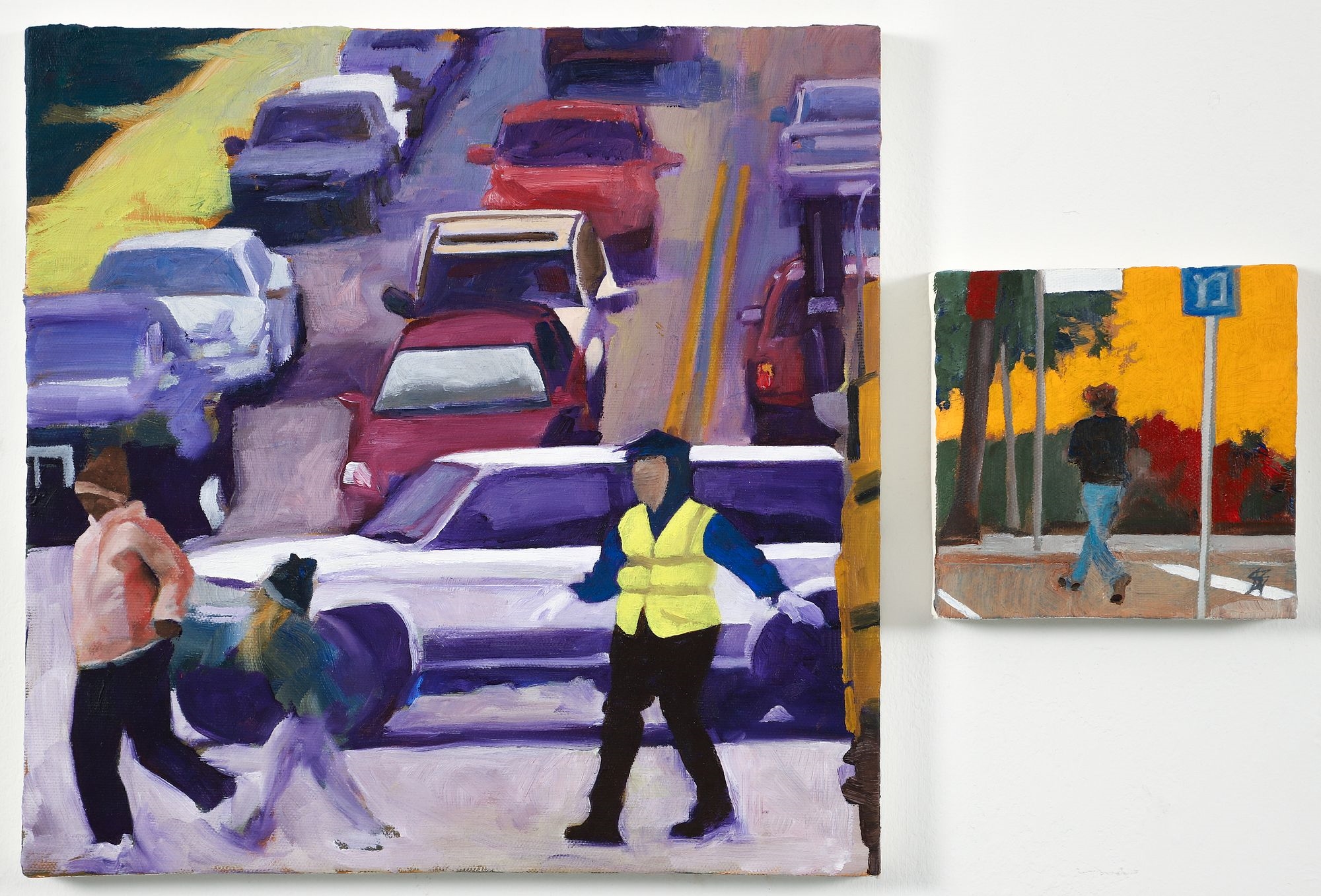 Artwork by Steven Boksenbaum, Pair of Street Crossing Paintings, Made of oil on canvas