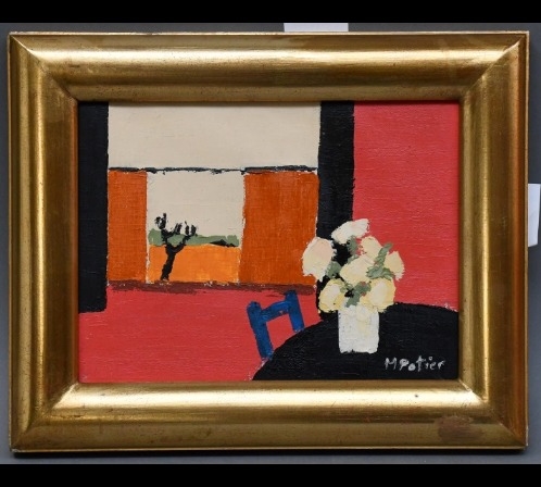 Maurice Potier | Vase de fleurs sur fond de paysage (1989) | MutualArt