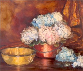 STILL LIFE WITH HYDRANGEAS - Ralph Dykman