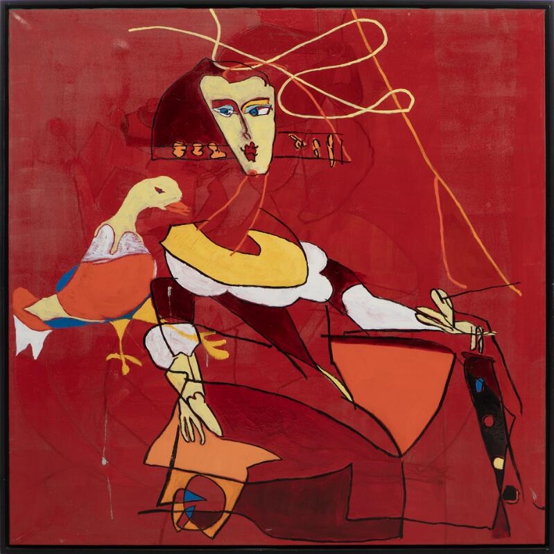 Artwork by Bentemarie Kjeldbaek, Gul og rød Mariana 2, Made of Acrylic on canvas