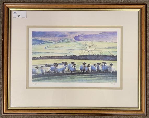 C. Riley | Framed and glazed Limited edition print 12/350 of sheep in ...
