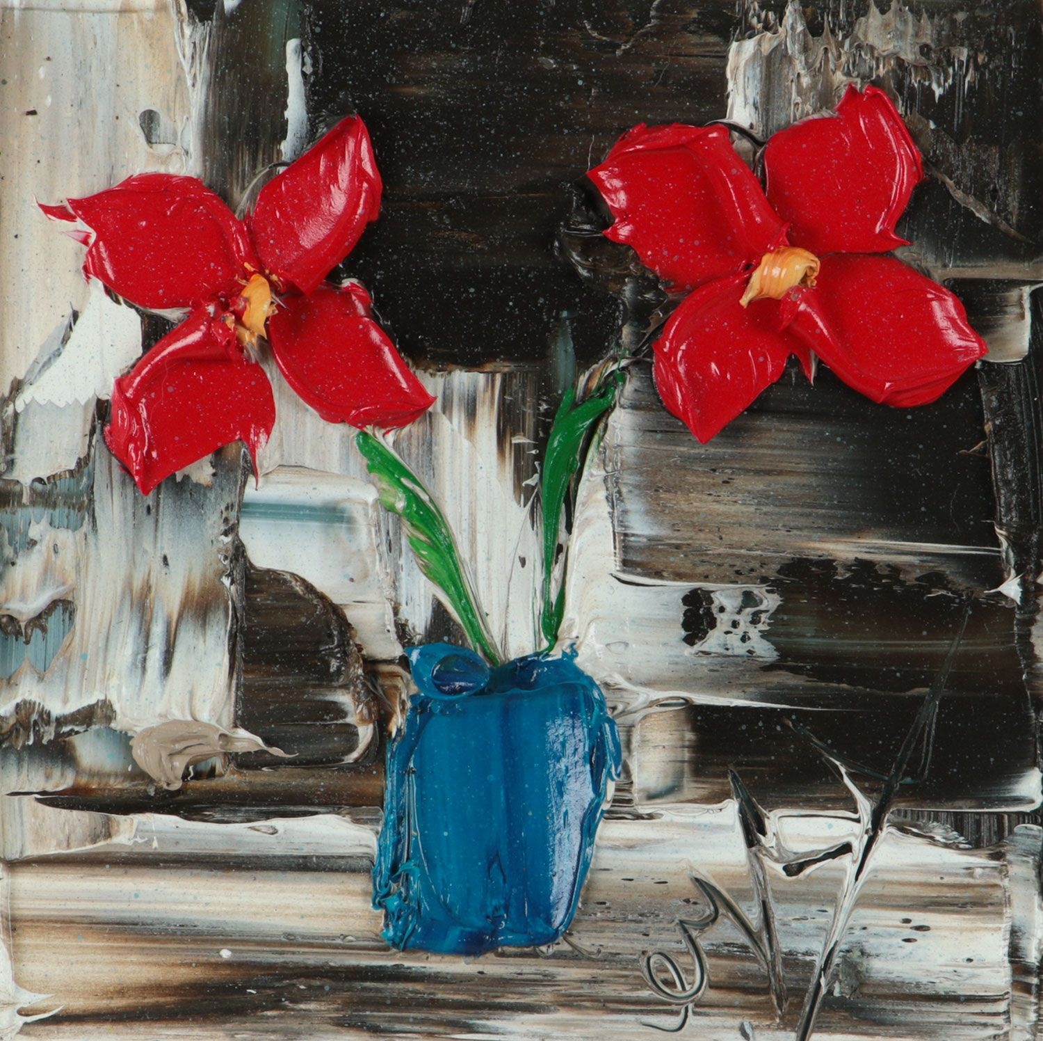 Colin Flack | RED FLOWERS IN A VASE | MutualArt