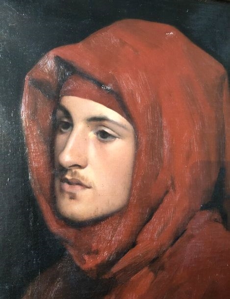 Artwork by Edouard Alexandre Sain, Edouard Alexandre SAIN (1830-1910)
Portrait of a Young Man in a Hood
Oil on canvas signed and dated 76 lower right. 45 x 38 cm. Accents and restorations., Made of Oil on canvas