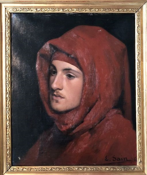 Artwork by Edouard Alexandre Sain, Edouard Alexandre SAIN (1830-1910)
Portrait of a Young Man in a Hood
Oil on canvas signed and dated 76 lower right. 45 x 38 cm. Accents and restorations., Made of Oil on canvas