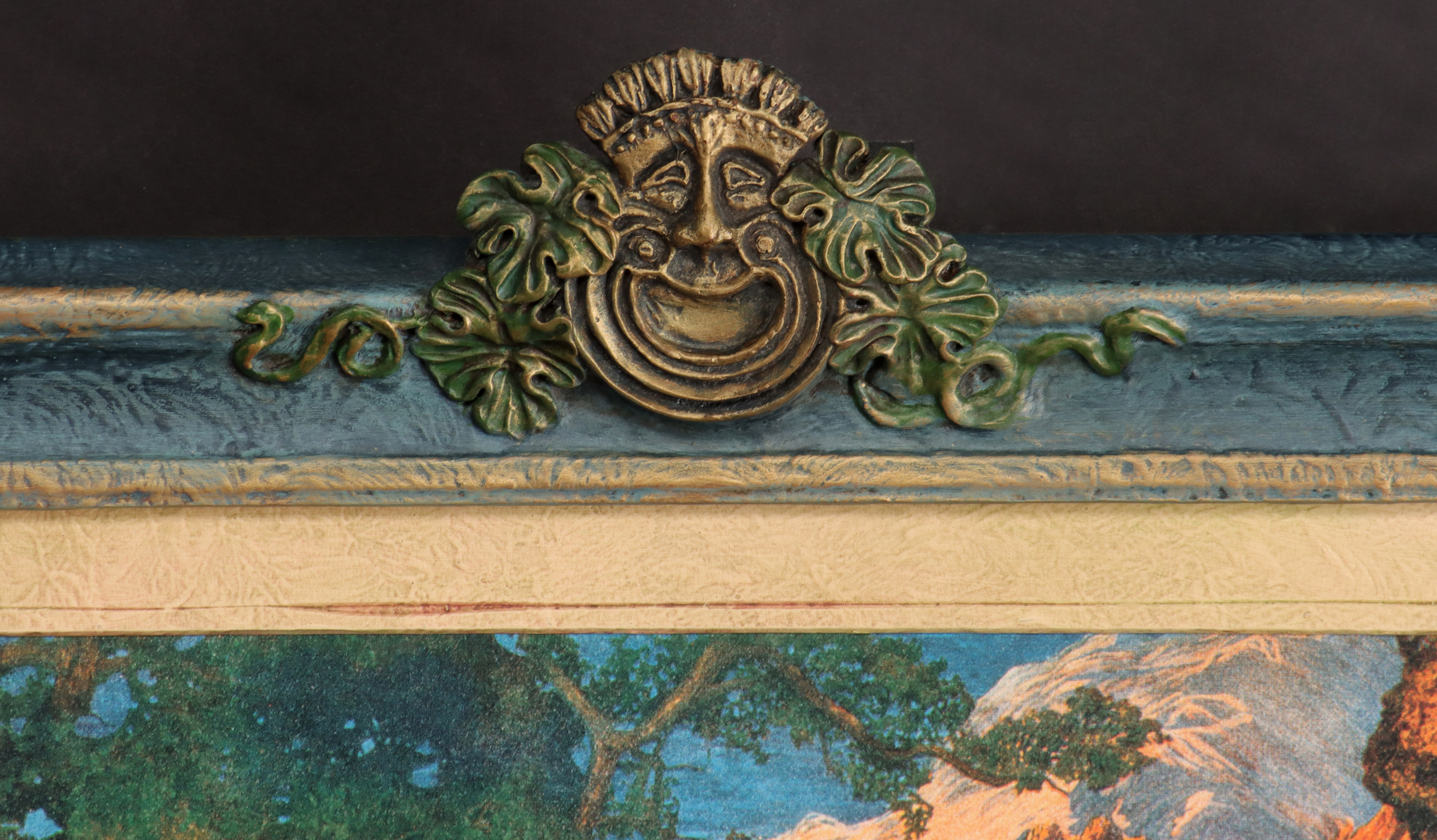 Artwork by Maxfield Parrish, Dream Garden, Made of carved gesso