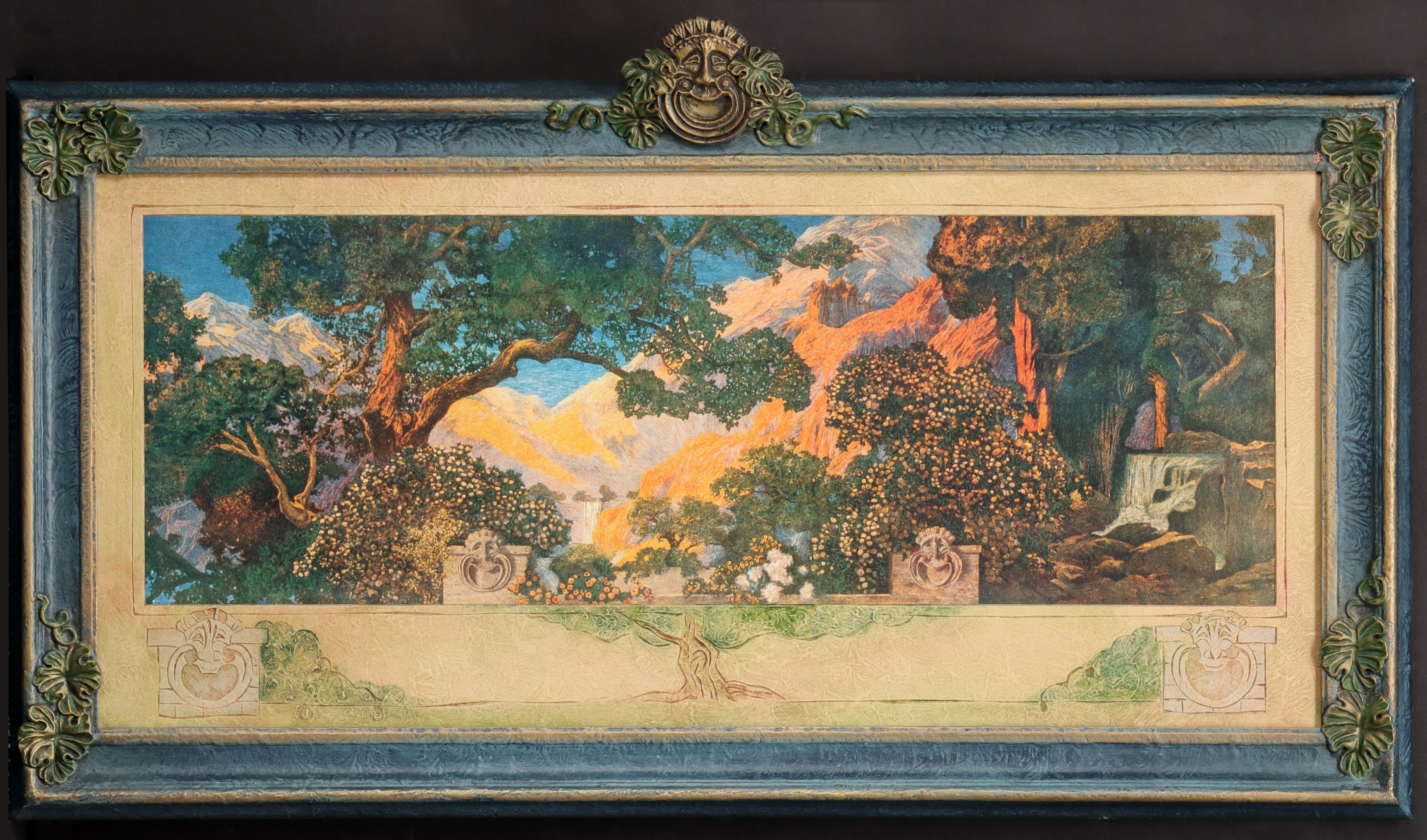 Artwork by Maxfield Parrish, Dream Garden, Made of carved gesso