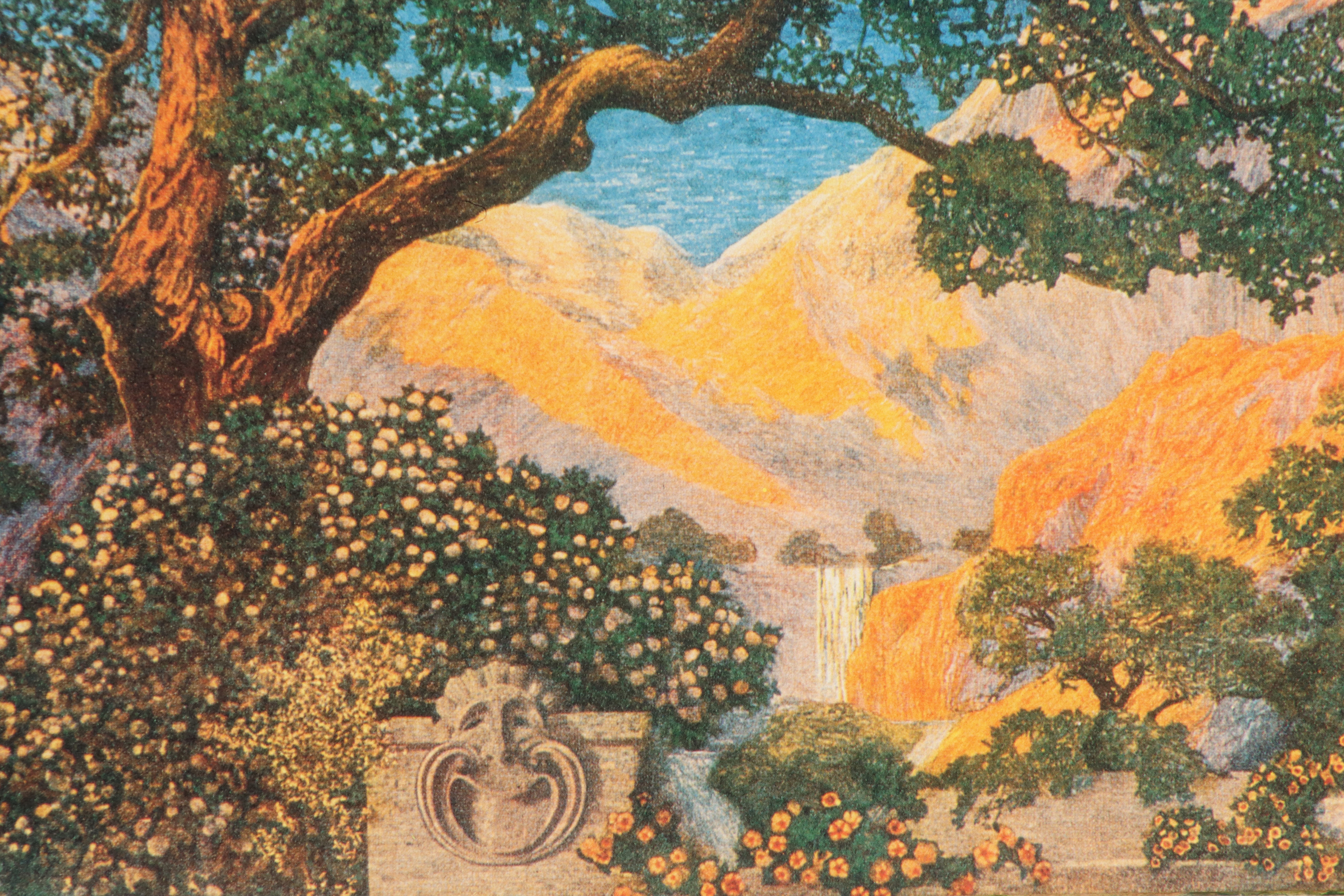 Artwork by Maxfield Parrish, Dream Garden, Made of carved gesso
