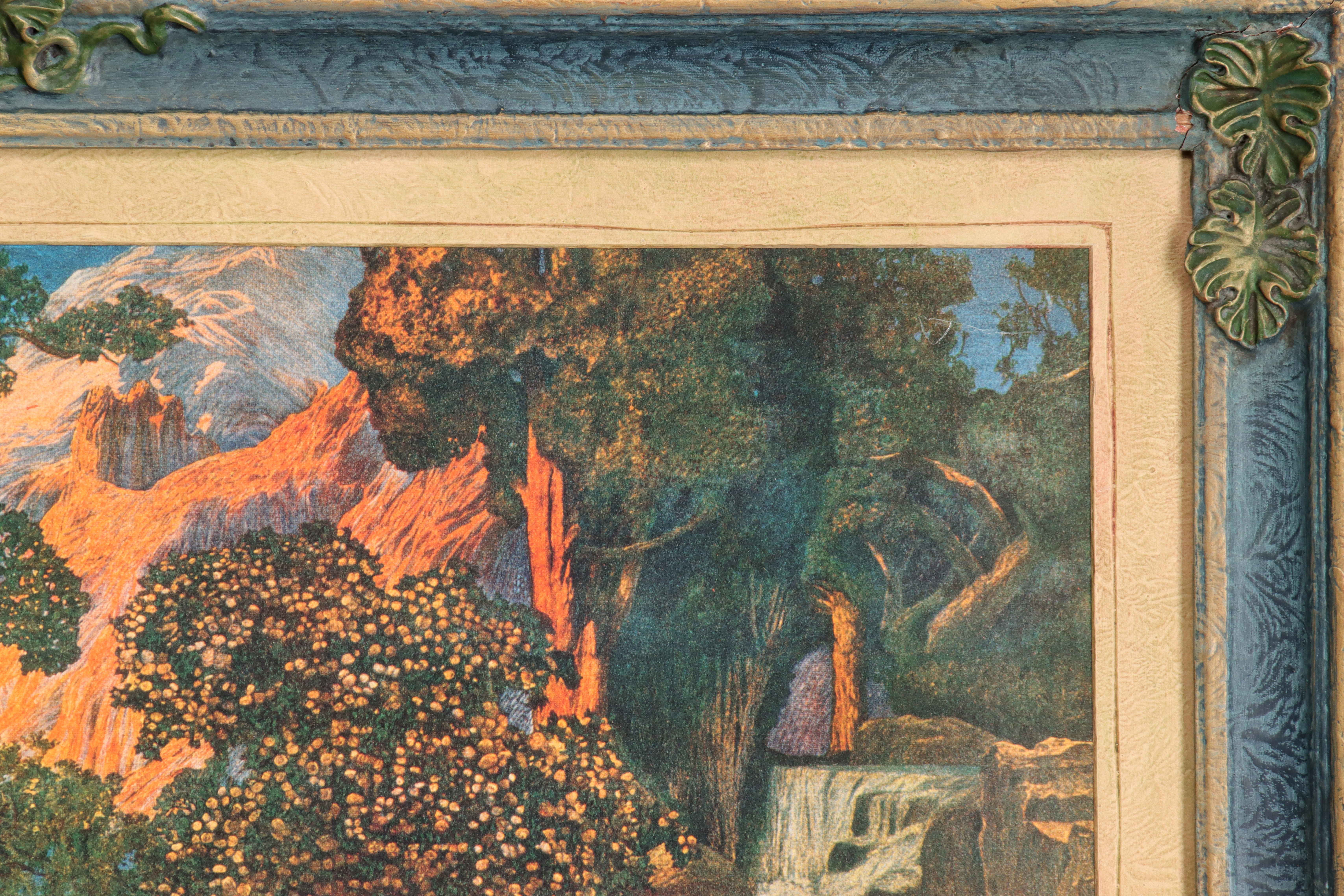 Artwork by Maxfield Parrish, Dream Garden, Made of carved gesso