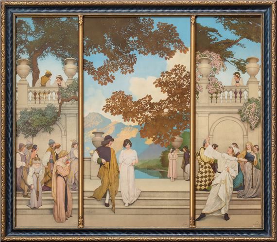 MAXFIELD PARRISH TRIPTYCH 'GARDEN OF OPPORTUNITY