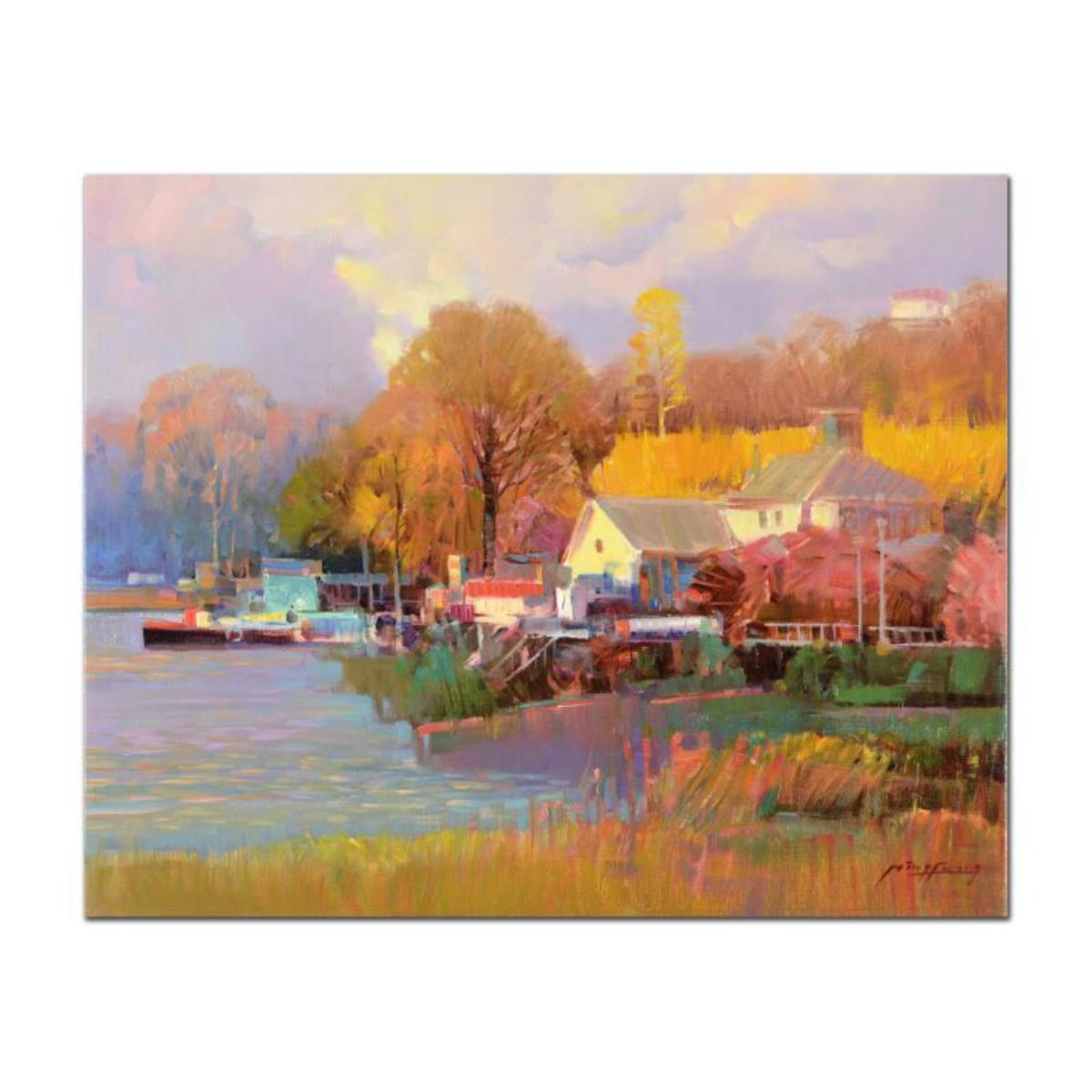 Artwork by Ming Feng, Summer House Dock, Made of Original Oil Painting on Canvas