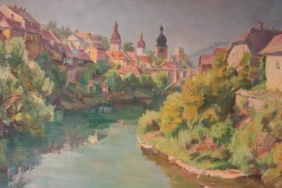 Artwork by Richard Mahler, Wien 1896-1994 "Waidhofen a. d. Ybbs", Made of Oil on hardboard