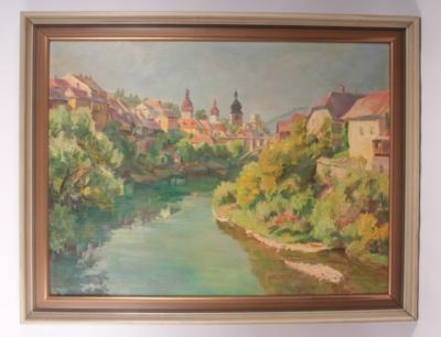 Artwork by Richard Mahler, Wien 1896-1994 "Waidhofen a. d. Ybbs", Made of Oil on hardboard
