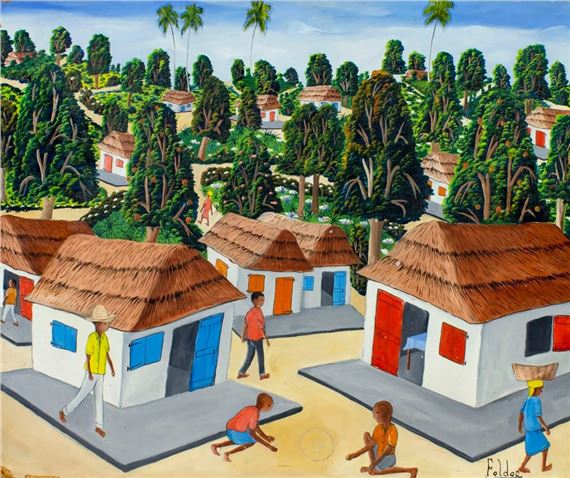 Haitian Village Scene by J. Felder Dubique