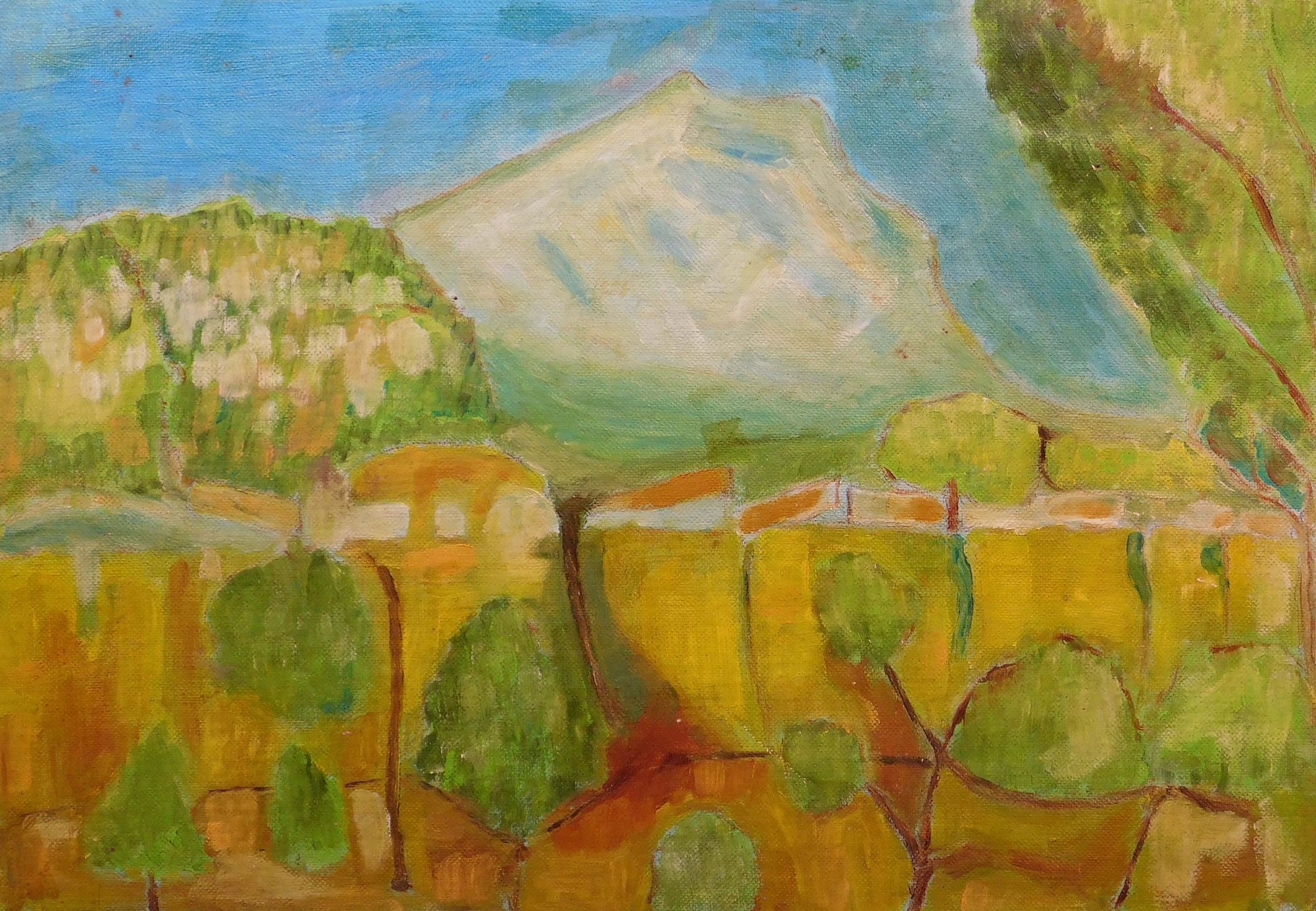 Artwork by Emile Bernard, Paysage, Made of Oil on academy board canvas that has been removed from board