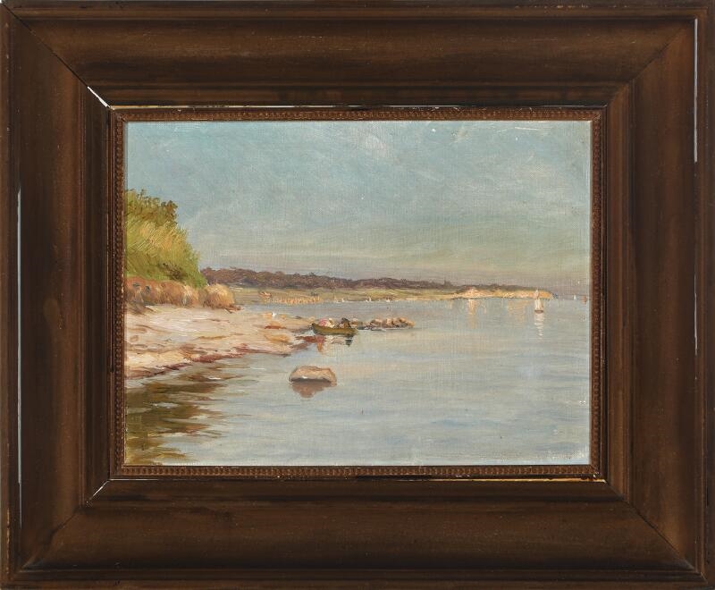 Holger Topp Pedersen | Coast scenery with persons in a boat | MutualArt