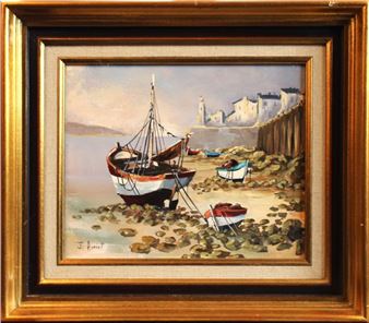 Fishing Boats at Locmariaquer in Morbihan - Jean Auriot