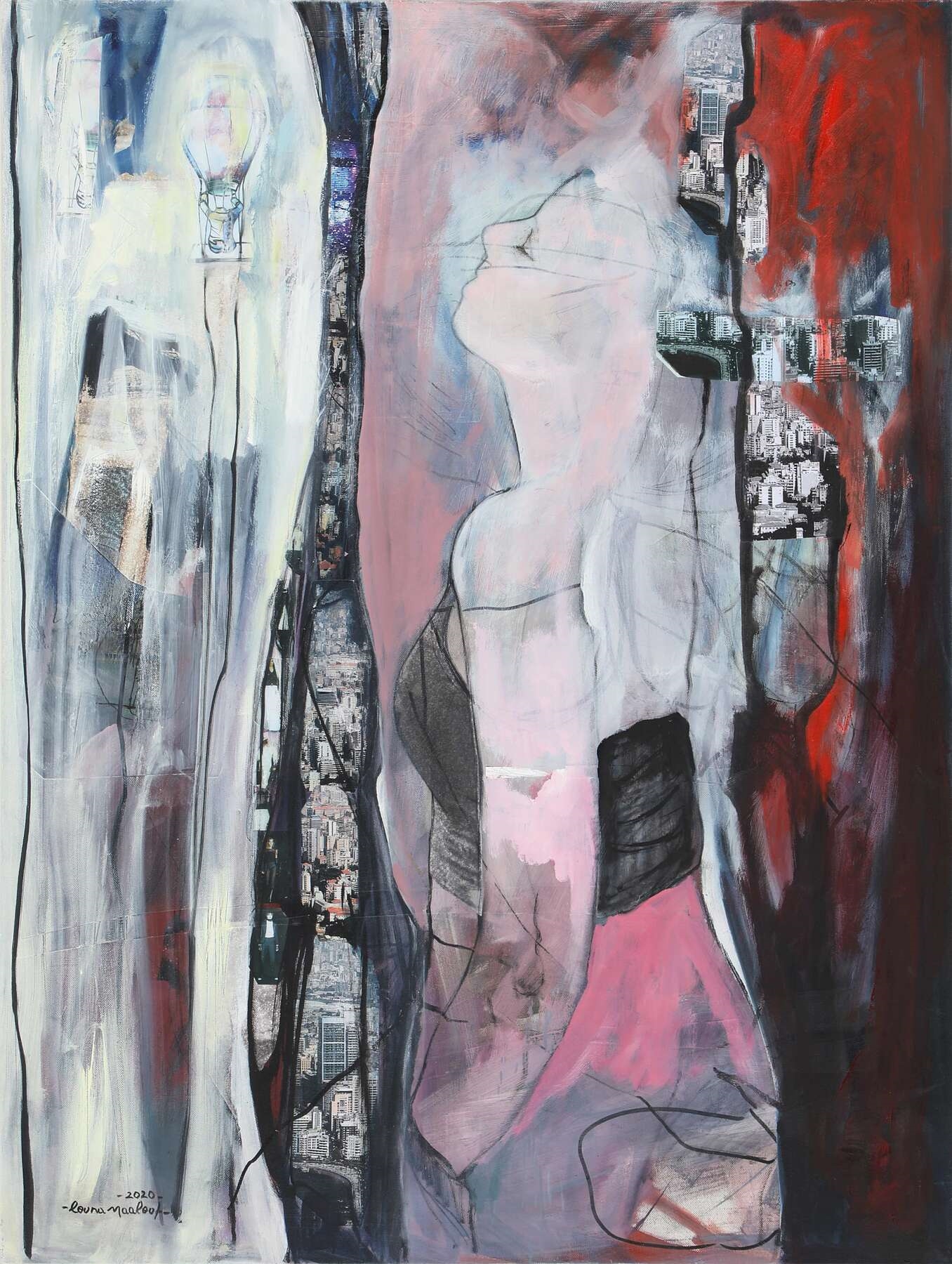 Artwork by Louna Maalouf, Inhale, Made of mixed media on canvas