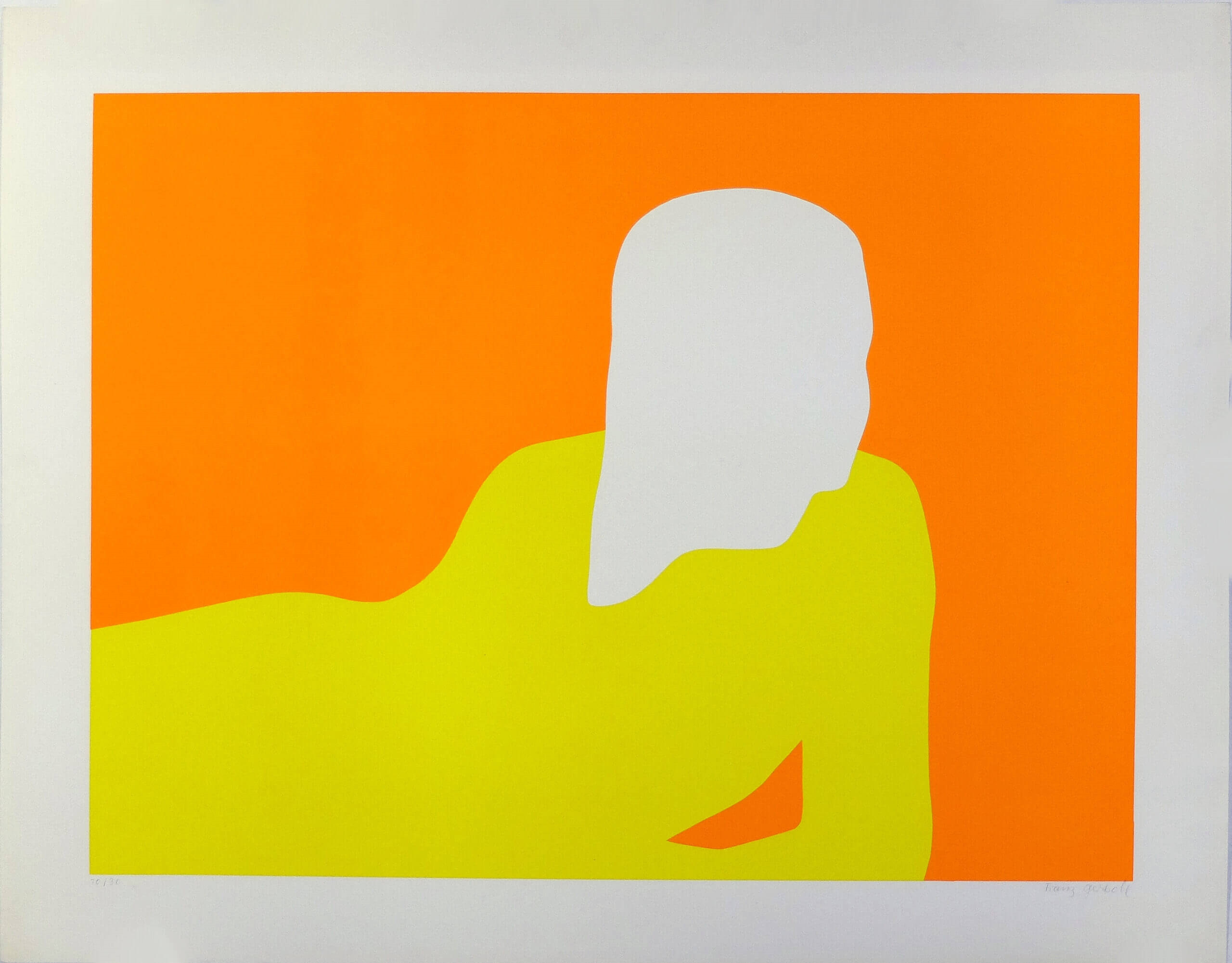 Liegende (oranger Hintergrund), 1969 - Franz Gertsch