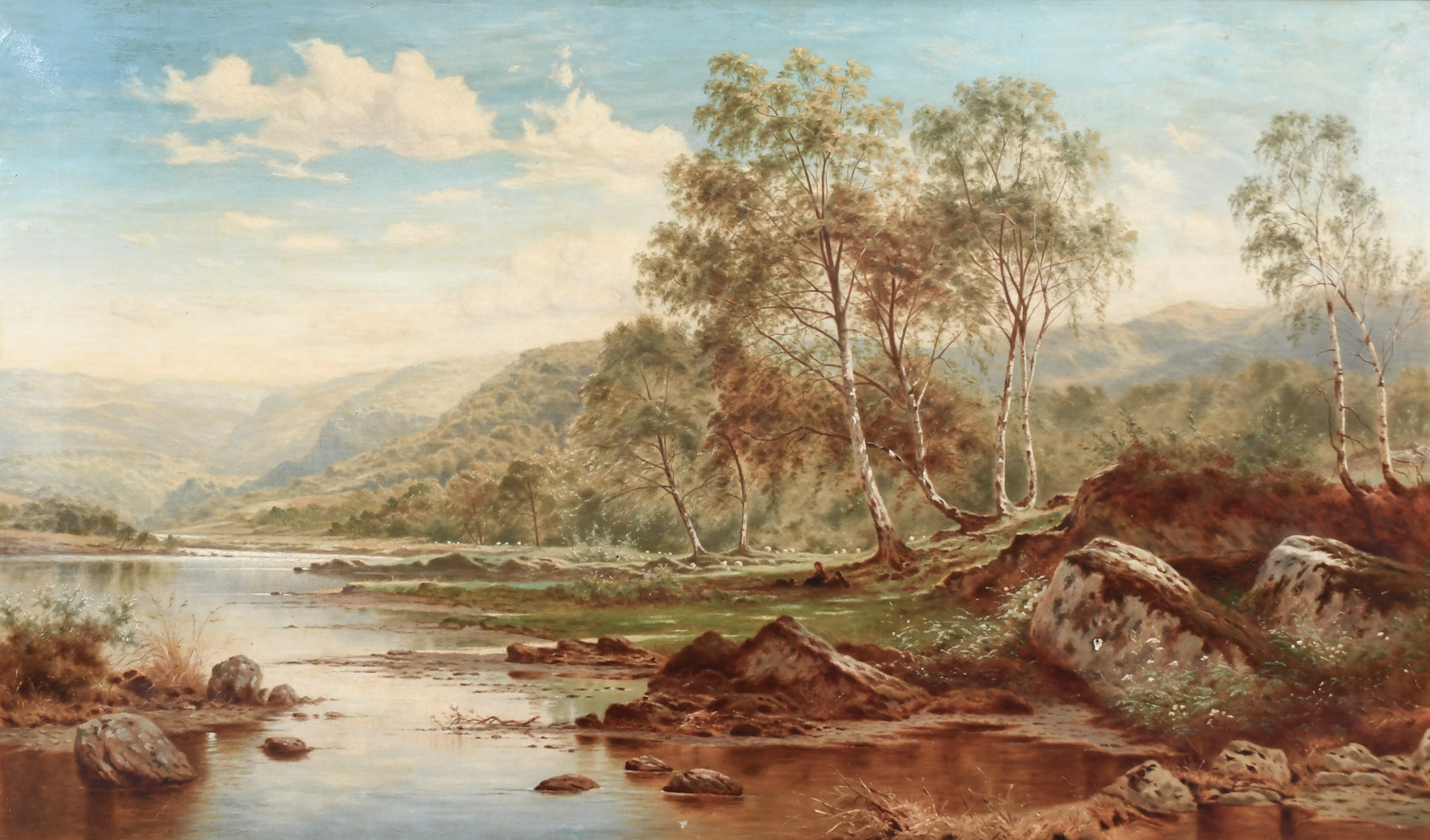 Benjamin Williams Leader | Mountainous river landscape with figures ...